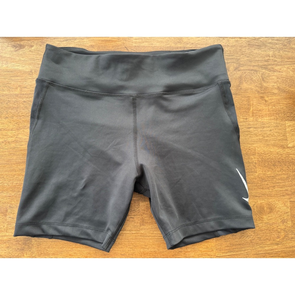 Nike Dri-FIT Womens Black Running Shorts Mesh Panels Zip Pocket Size M